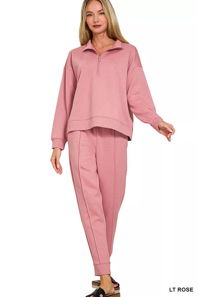 Zenana Scuba Half Zip Pullover and Jogger Set – Boho Jeans