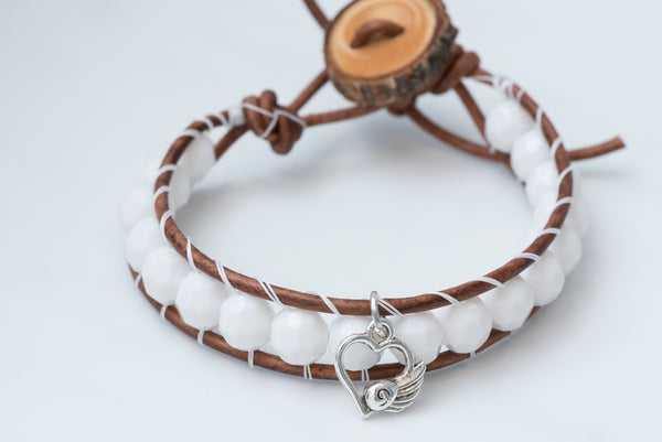White single wrap leather bracelet