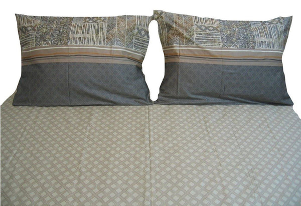 DaDa Bedding Geometric Striped Multi-Color Flat Sheet & Pillow Cases Set (FS8279)