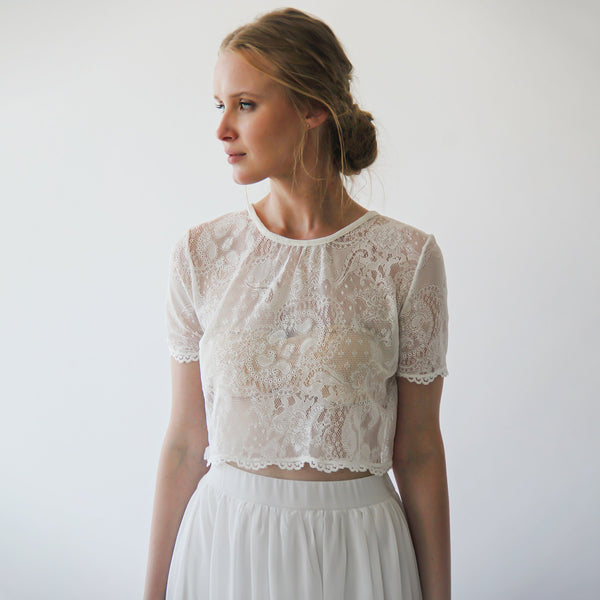 AMERI COMBINATION LACE TOP アイボリー 5fd5a2ae0648979ff186ac48865fb3