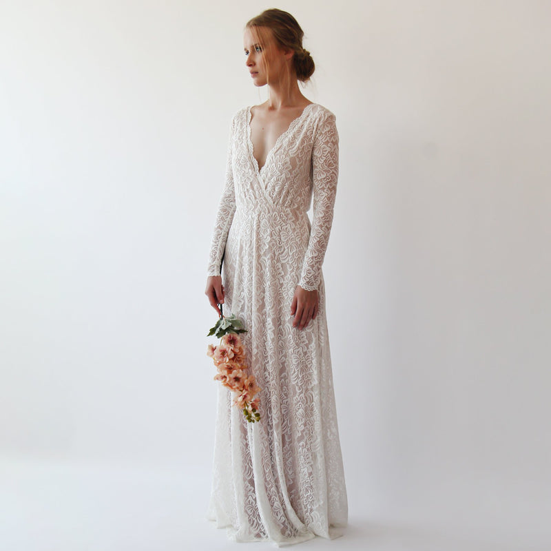 Bestseller Curvy   Vintage Style Long Sleeves Lace Wedding Dress  #1258