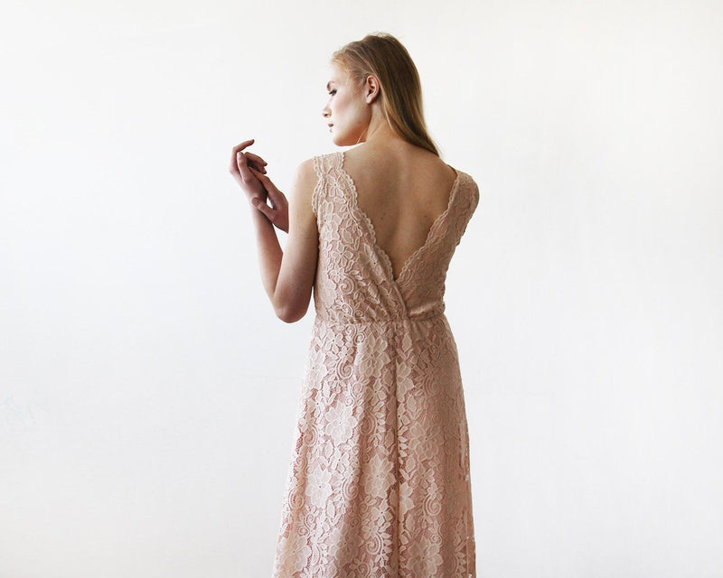 Blush Pink Sleeveless Lace Maxi Gown 1150