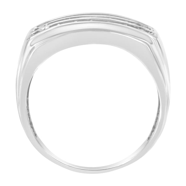 14K White Gold Men's Diamond Channel Set Band Ring (1 Cttw, H-I Color, SI2-I1 Clarity)