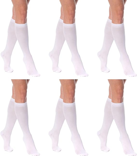 3 Pairs - Women's Knee High Socks Combed Cotton Over the Calf Long Socks