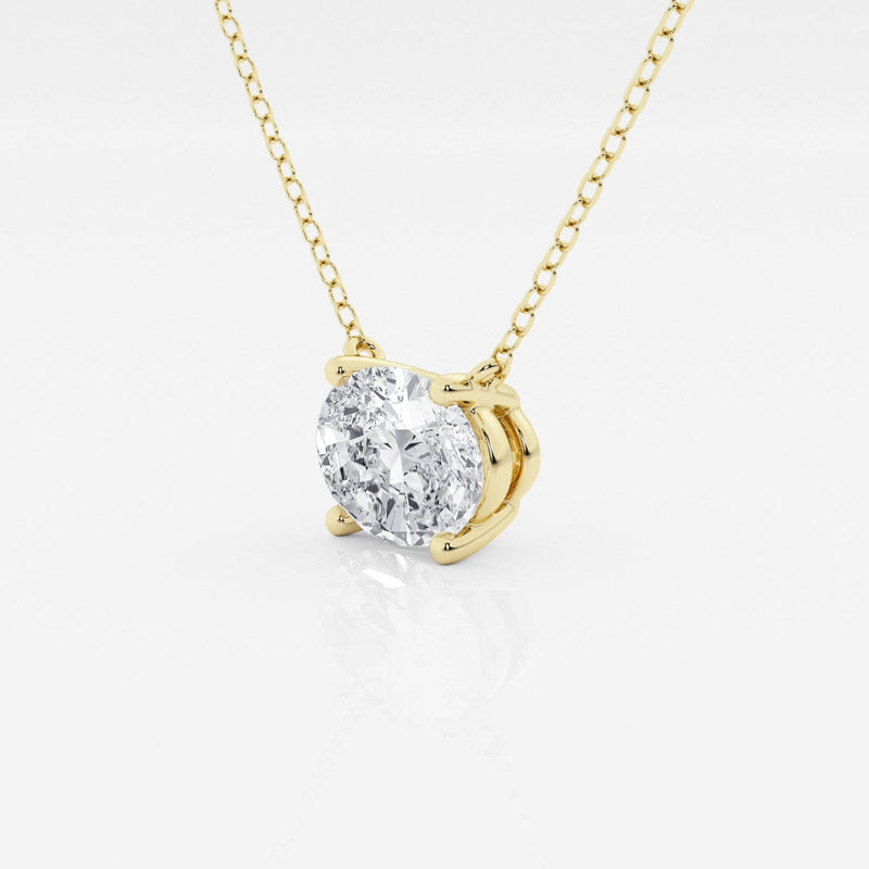 1.00 Ctw Oval Lab Grown Diamond Solitaire Pendant in White /Yellow