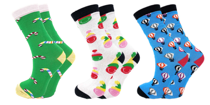 3 Pairs - Colorful Funny Socks Novelty Crazy Cotton Crew Dress Socks