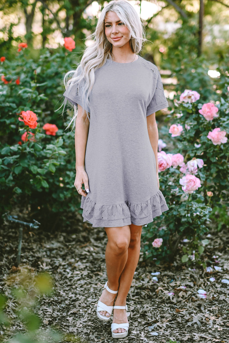 Belen Lace Ruffled T-Shirt Dress