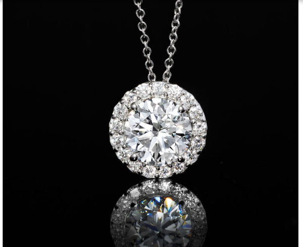 Lab-Grown Diamond (G/Vs) Halo Pendant Necklace in 14ktGold 1 CTW or 2 CTW