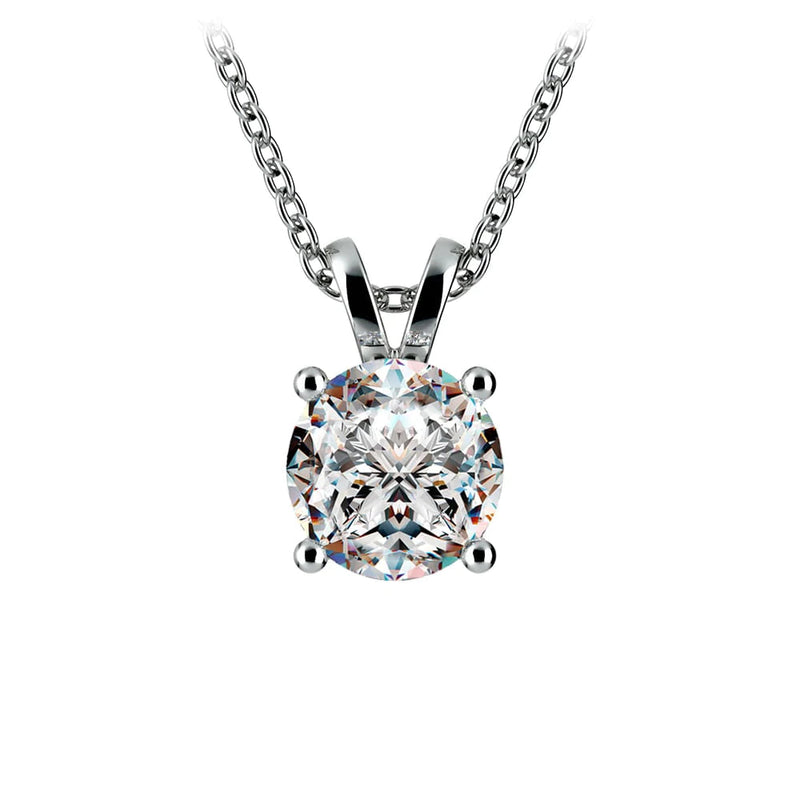 1.50 Ctw Prong Set Round Lab Grown Diamond Pendant in White /Yellow Gold G-Vs