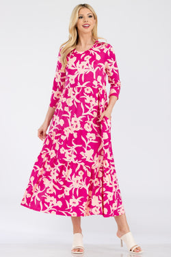 Celeste Full Size Floral Round Neck Ruffle Hem Dress