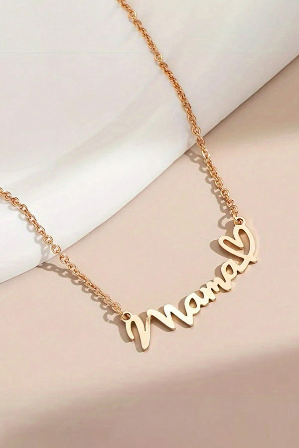 Gold Mama Heart Pendant Chain Necklace