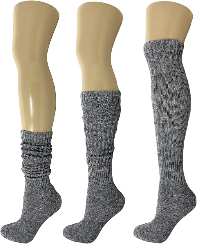 Cotton Slouch Boot Socks for Women Shoe Size 5-10 - 3 Pairs