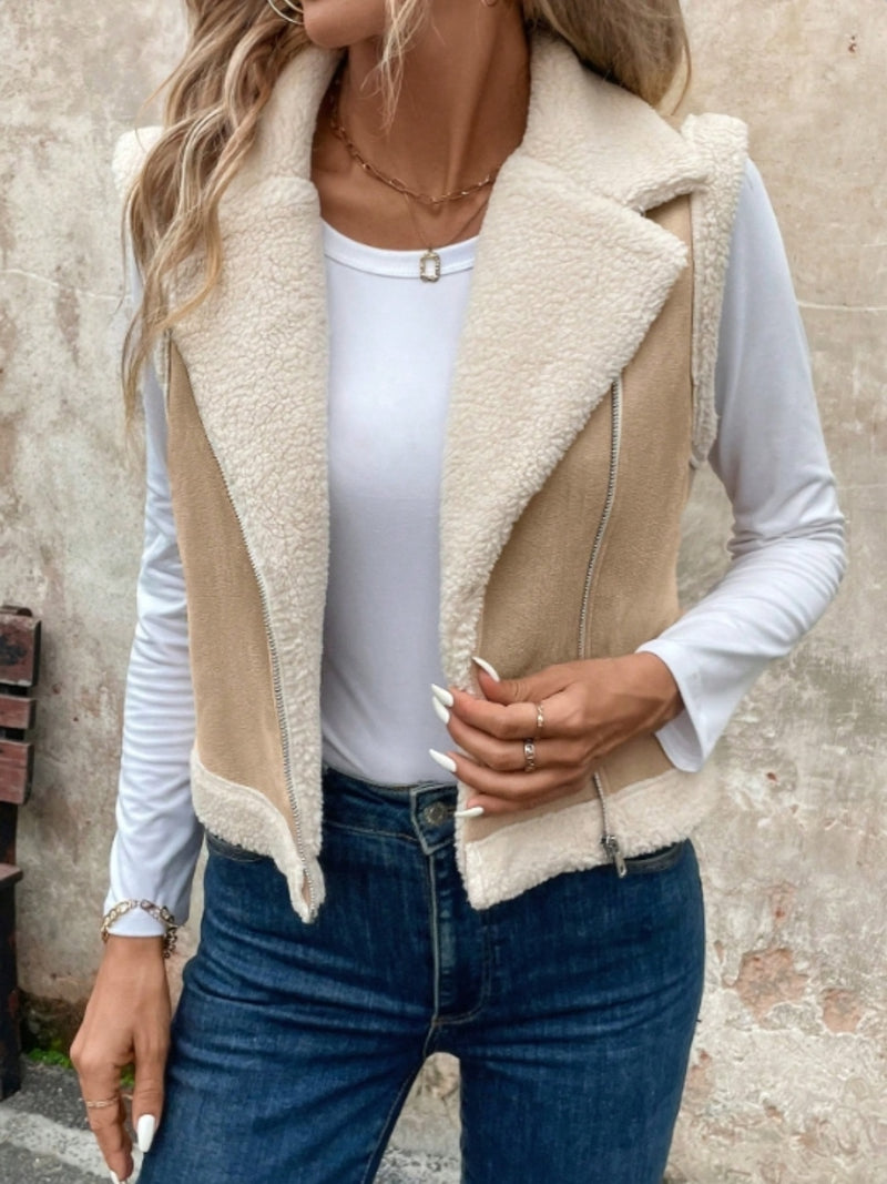 Zip Up Sherpa Vest Coat