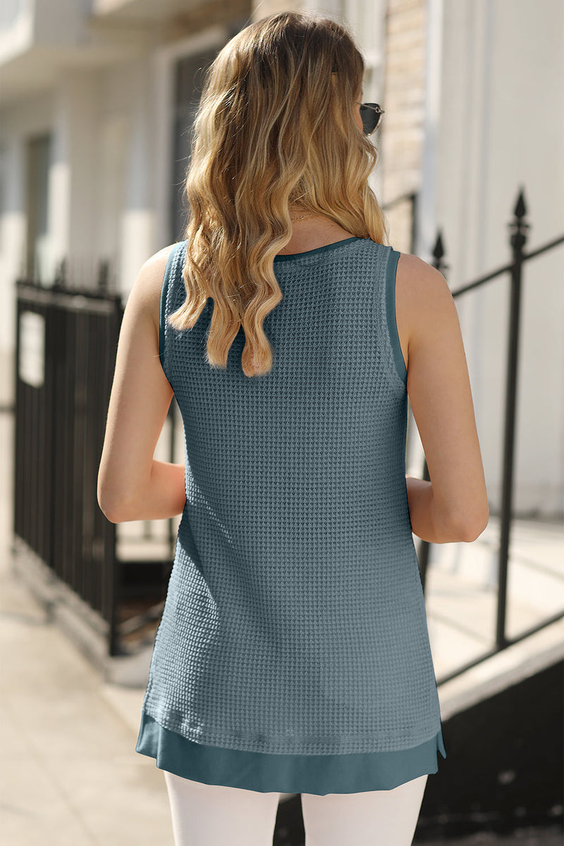 Birdie Scoop Neck Waffle Knit Flowy Tank