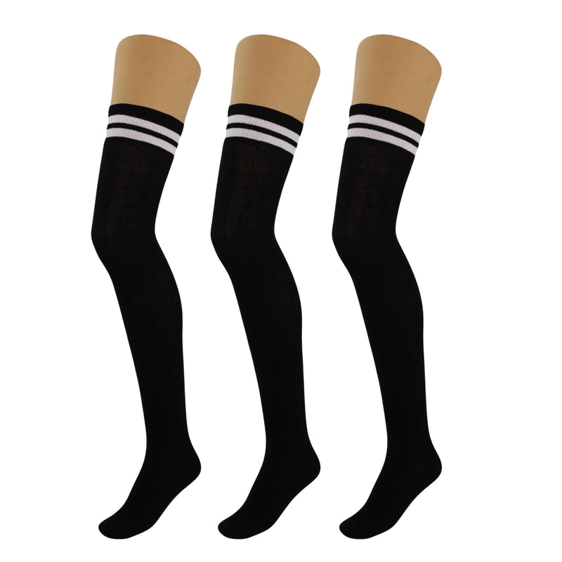 3 Pairs Over Knee Thigh High Socks for Women US Size 5-10 Warm Boot Stockings