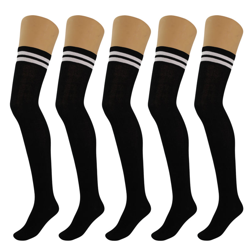 5 Pairs Over Knee Thigh High Cotton Socks for Women Warm Boot Leg Warmer