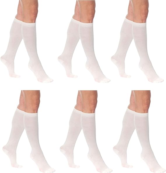 3 Pairs - Women's Knee High Socks Combed Cotton Over the Calf Long Socks