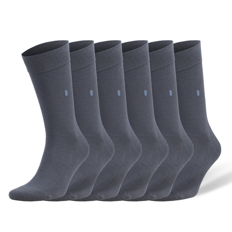 Men's Bamboo Dress Socks With Reinforced Seamless Toe, Crew Length, Size 8-11.5