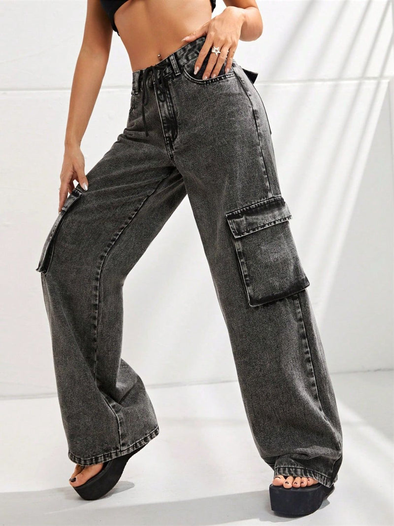 Wide Leg Jeans with Pockets