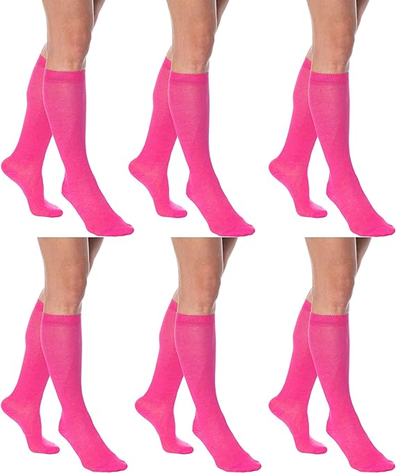 3 Pairs - Women's Knee High Socks Combed Cotton Over the Calf Long Socks