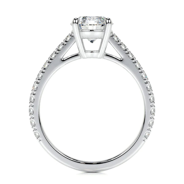 Round Brilliant Lab Grown Diamond Engagement Ring in 14K White Gold 1ctw or 2ctw