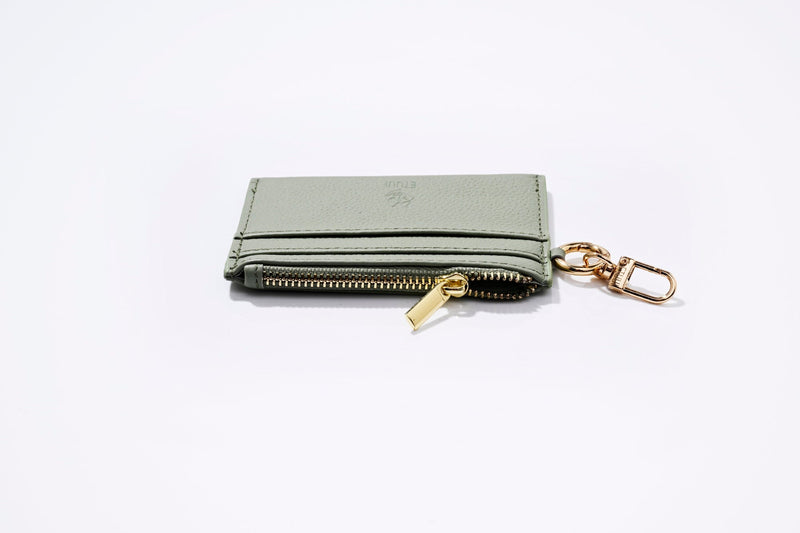 Clip Card Holder With Zipper- Eucalyptus