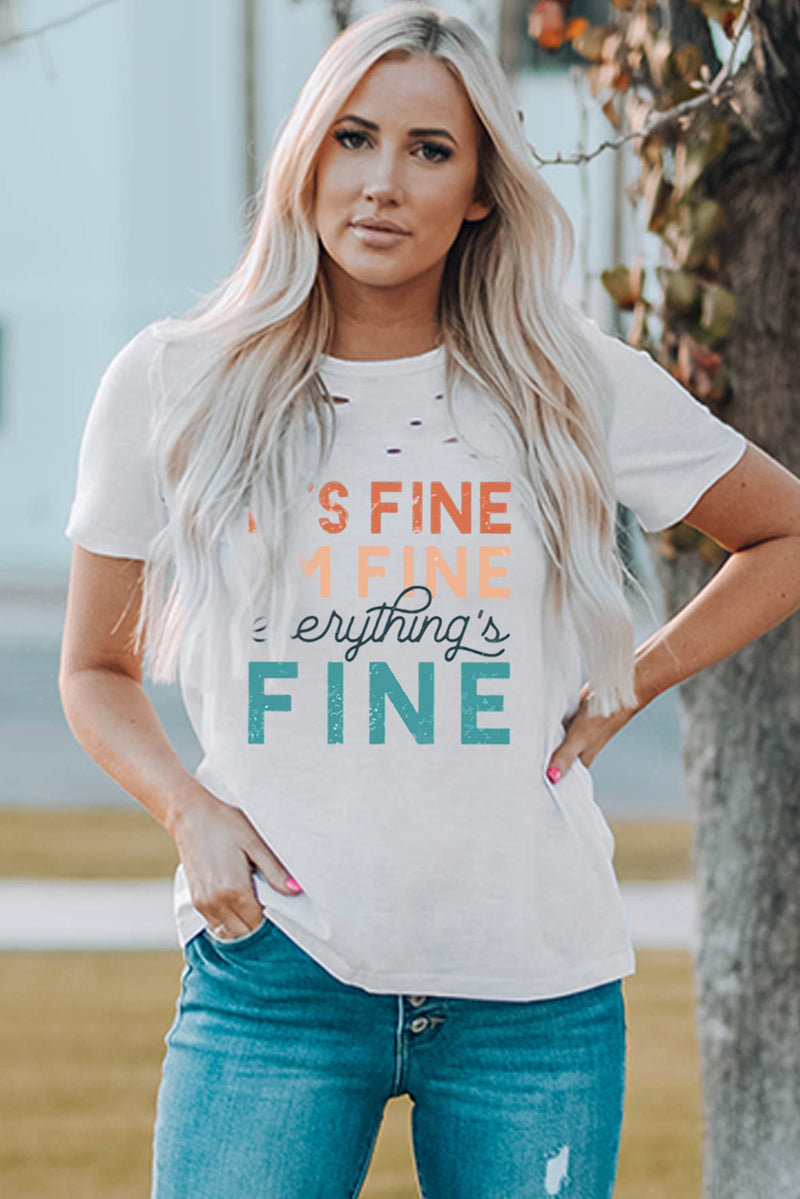 Everything Is Fine Graphic Distressed T Shirt