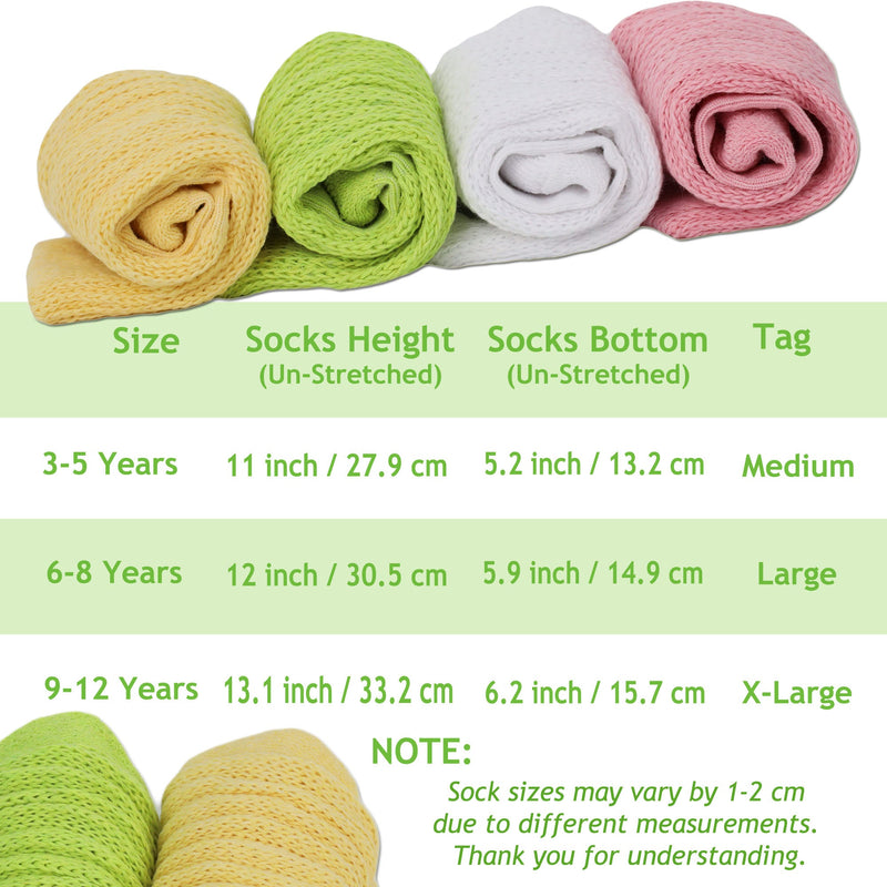 Kids Cotton Knee High Slouch Socks, 1 Pair, Ages 3-15, Elastic & Breathable