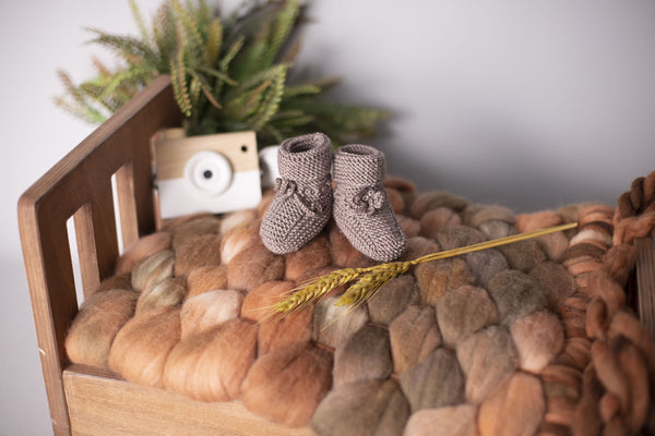 1 Pair - Baby Wool Bootie Socks Hand Knitted Baby Socks for 0 to 12 Month Babies