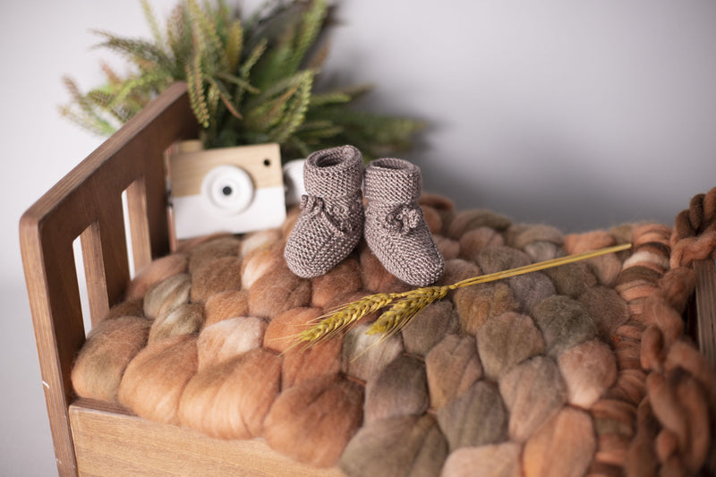 1 Pair - Baby Wool Bootie Socks Hand Knitted Baby Socks for 0 to 12 Month Babies