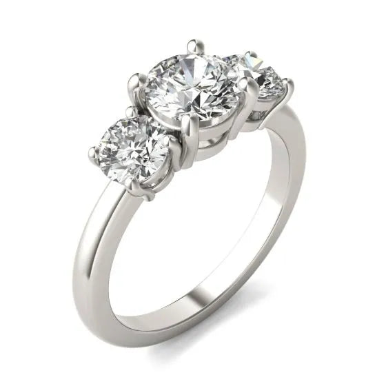 AGI Certified 2 CTW Classic Three-Stone Round Lab Grown Diamond Engagement Ring