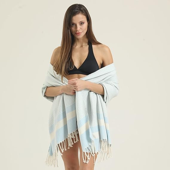 1 Pack - 100% Cotton Turkish Beach Towel Oversized Extra Large for Travel Gym.