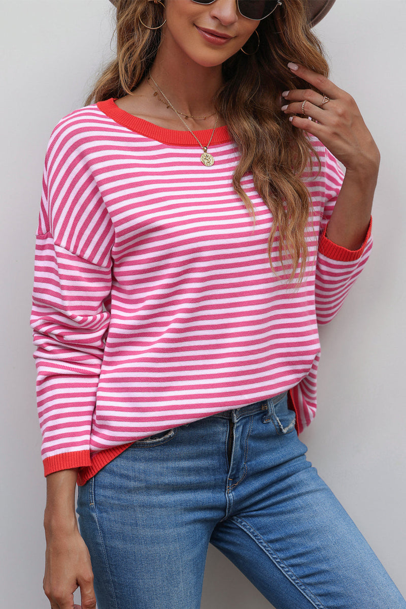 Madelynn Striped Drop Shoulder Sweater