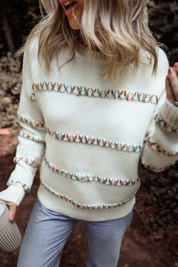 Braelyn Colorful Crossed Stitch Sweater