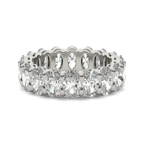 4 CTW Oval Lab Grown Diamond Couture Classic Eternity Ring 14K White Gold (G-Vs)