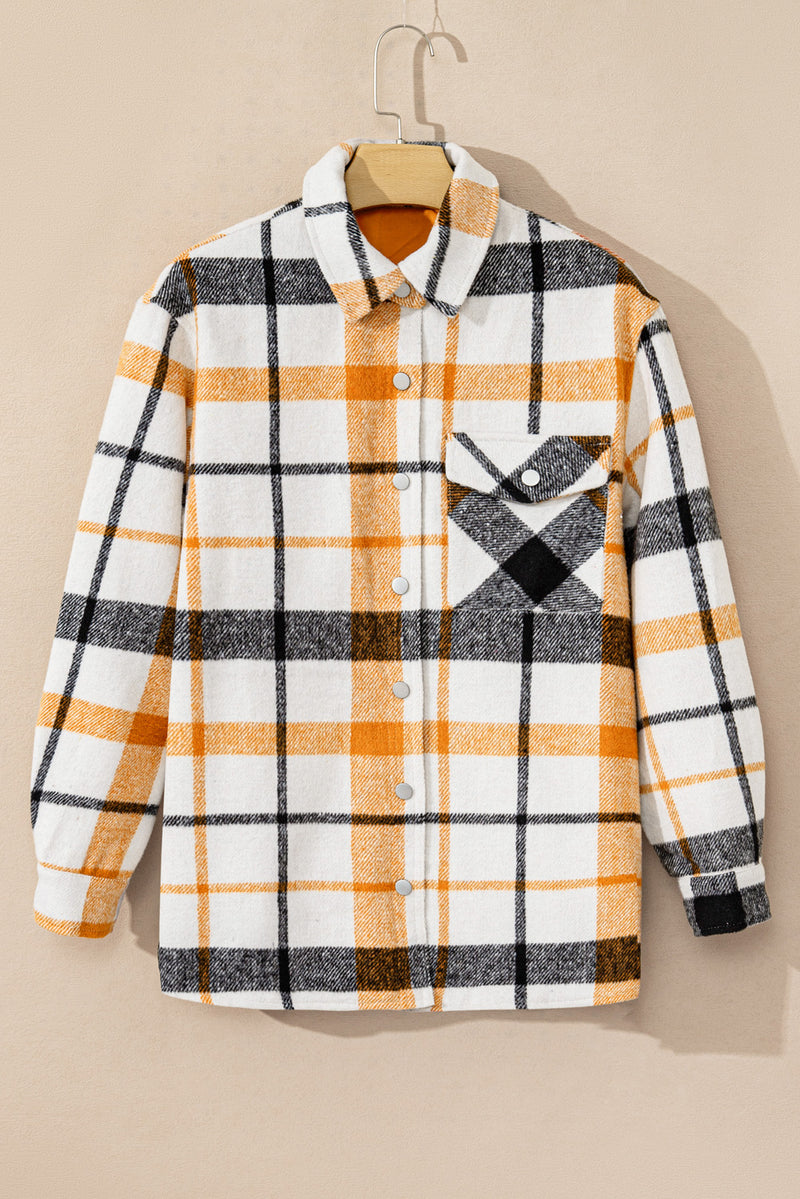 Plaid Snap Down Collared Neck Shacket