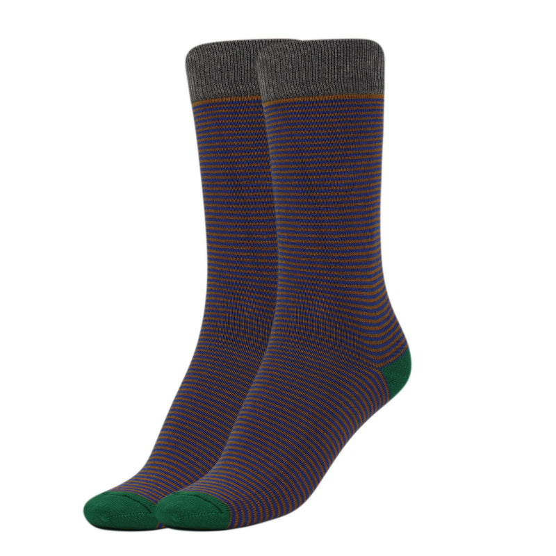 1 Pair - Cotton Crew Socks With Stripe Patterned Casual Socks