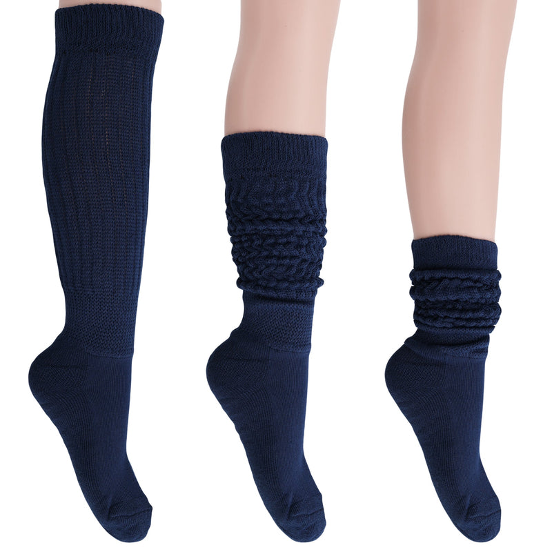 Women's Extra Long Heavy Slouch Cotton Socks 3 Pairs