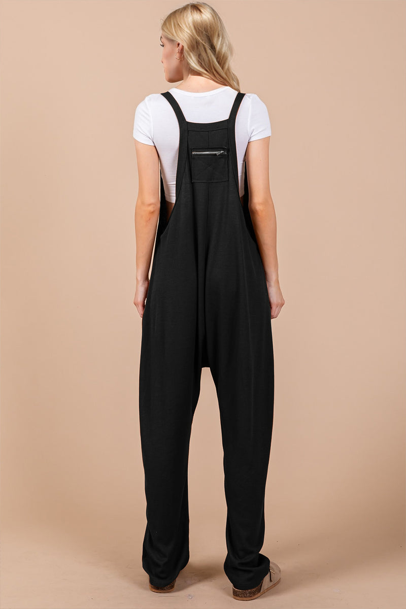 OH Full Size V-Neck Wide Strap Overalls with Pockets