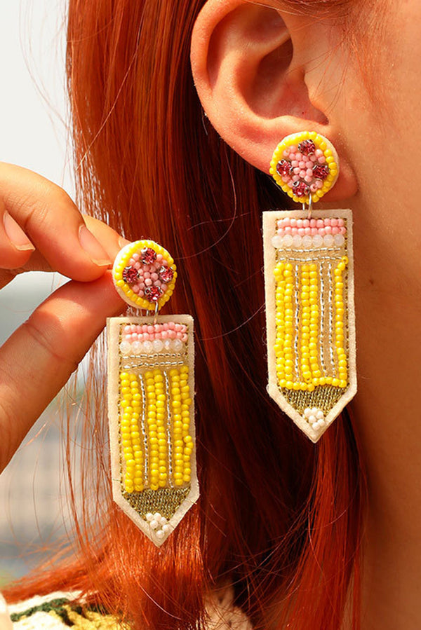 Yellow Teacher Pencil Earrings