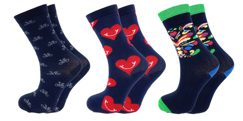 3 Pairs - Colorful Funny Socks Novelty Crazy Cotton Crew Dress Socks