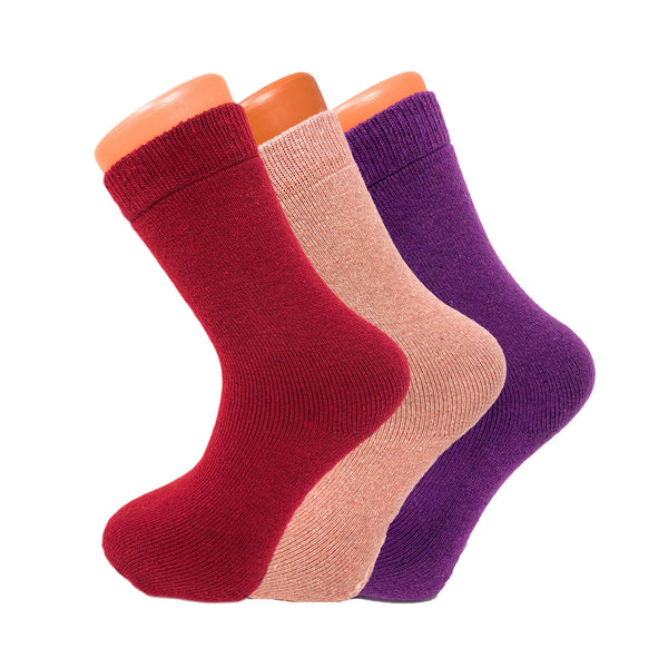 3 Pairs Women's Thermal Wool Crew Socks for Winter Size 5-7 Cozy and Warm