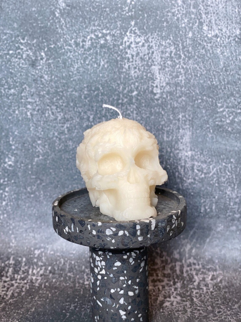 Floral Skull Handmade Soy Wax Candle