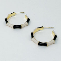 Small Color Block Bamboo Hoop Earrings