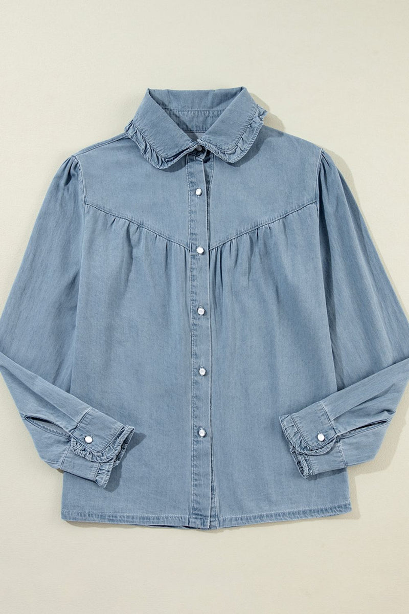 Button Up Long Sleeve Denim Top