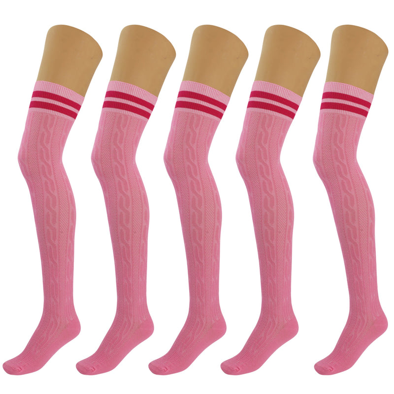 5 Pairs Over Knee Thigh High Cotton Socks for Women Warm Boot Leg Warmer