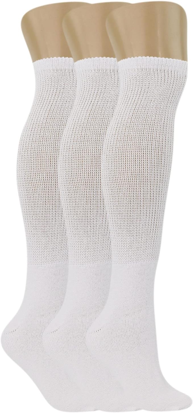 Men's Diabetic Over the Calf Knee Socks, Non-Binding, 3 Pairs,