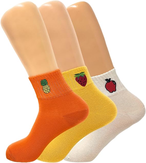 Women's Cotton Mini Half Crew Socks, Thin and Breathable, 3 Pairs, Size 5-9