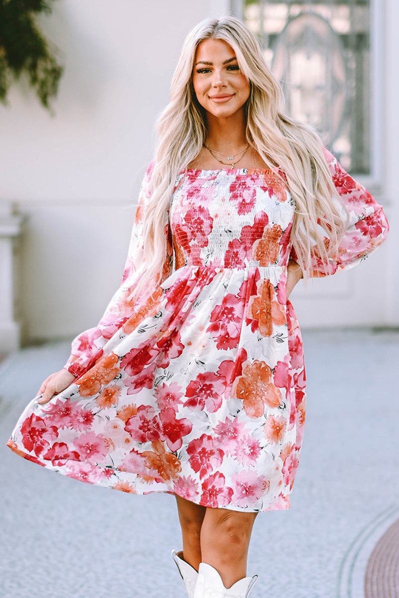 Camryn Floral Smocked Puff Sleeve Mini Dress