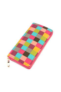 Single Zipper Wallet Checkered